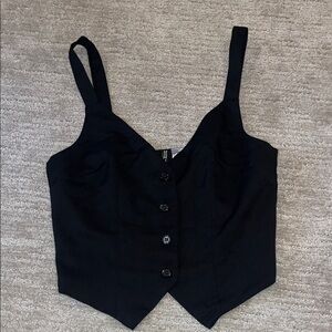 Black Sleeveless Crop Bustier Tank Top
